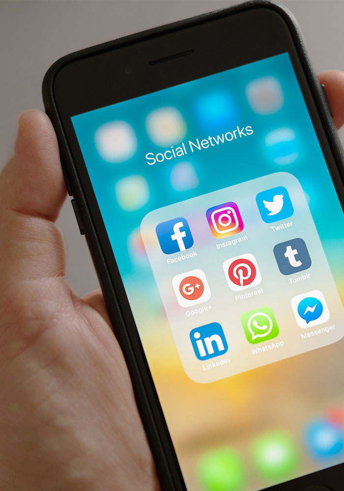 social networks icons on phone